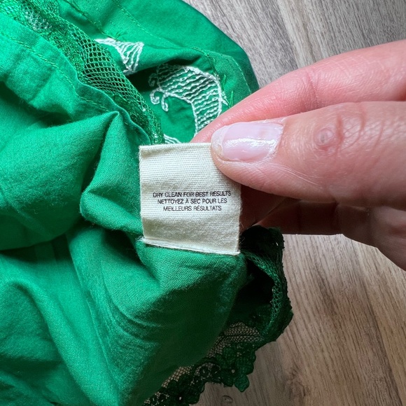 Floreat Anthropologie Cockadoodle Halter Tie Back  Green and White Dress Size 4 - Picture 13 of 13